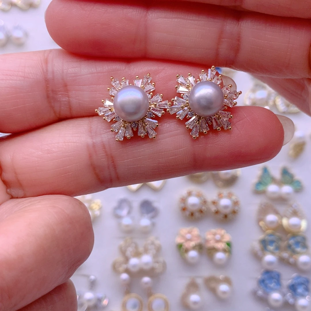 淡水珍珠耳饰合金