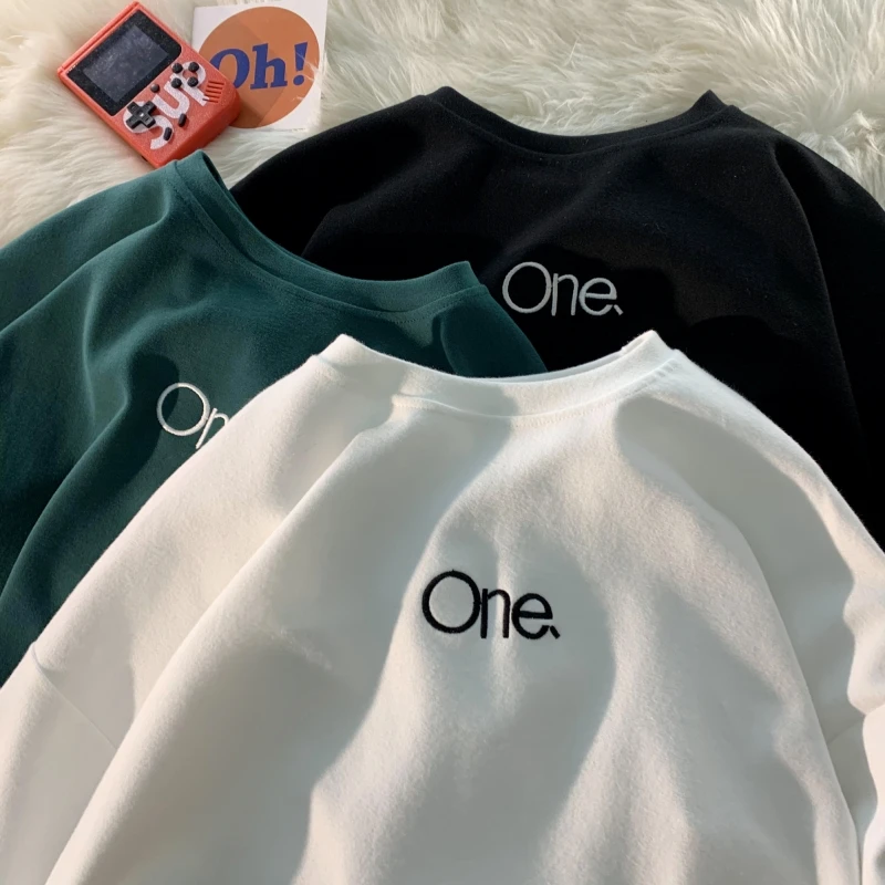 美式刺绣t恤男夏季港风复古高街短袖男潮牌宽松300g重磅潮流衣服