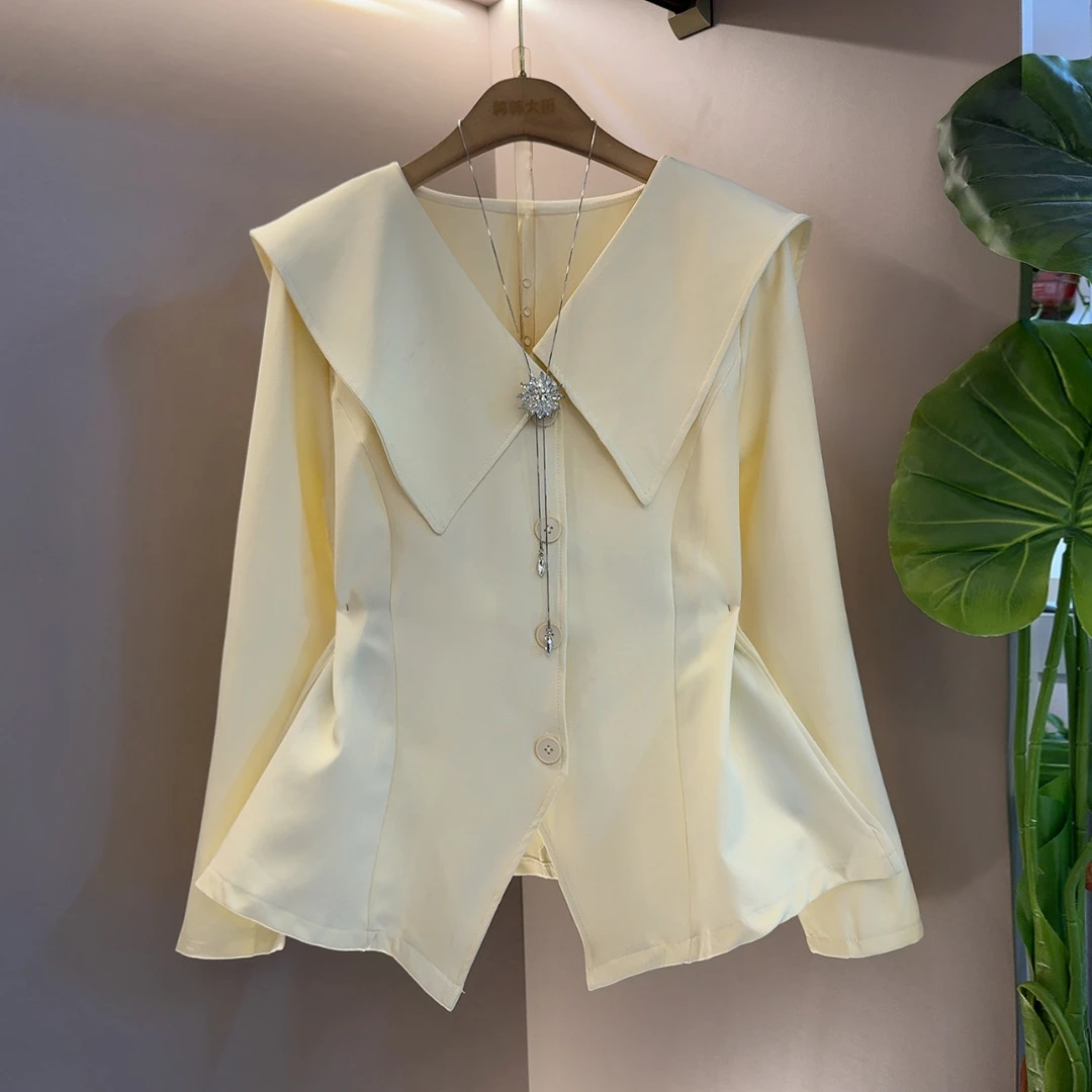 休闲风长袖常规速干千金风T恤百搭宽松时尚洋气白色法式