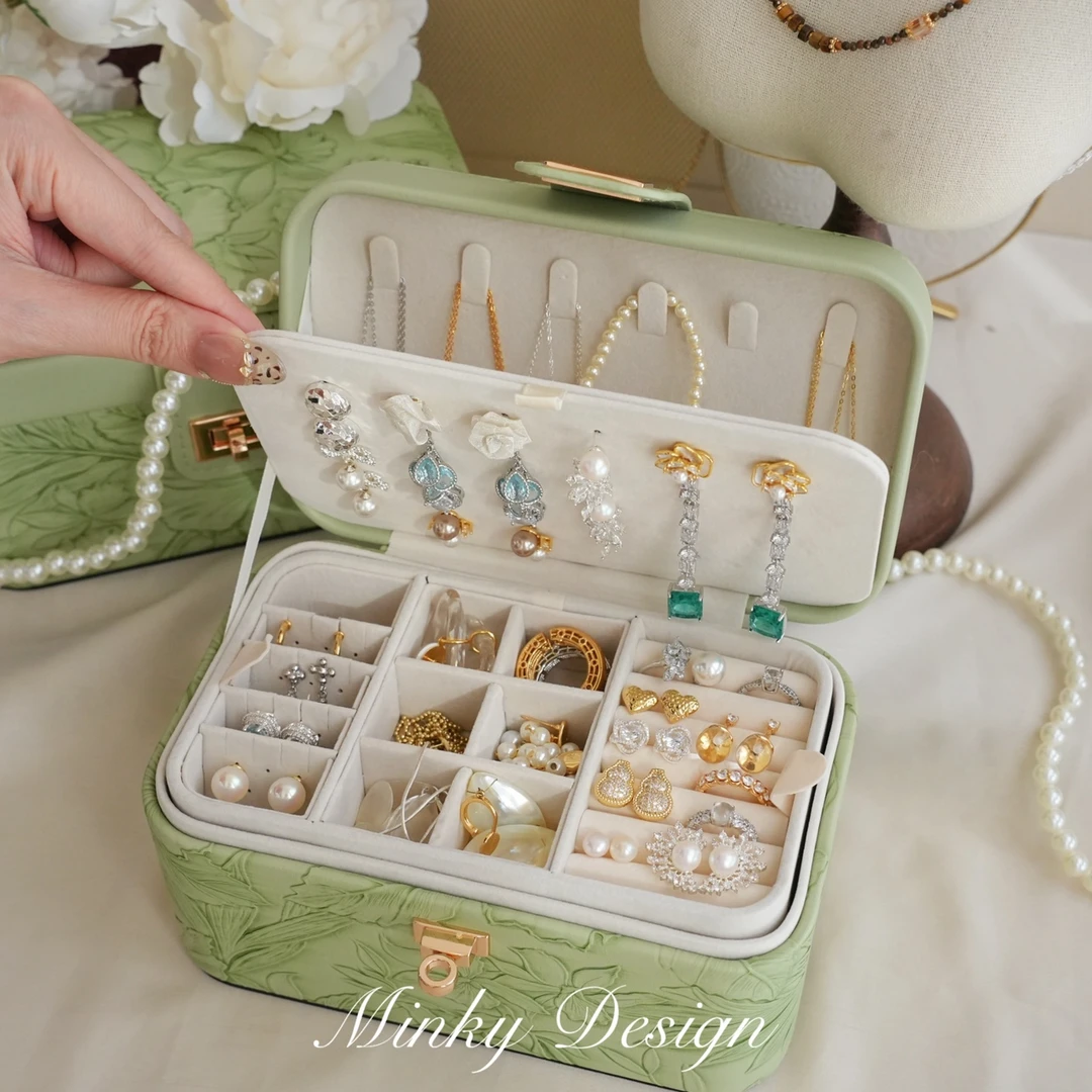 「宝钿阁」多巴胺便携首饰盒精致大容量饰品盒耳钉项链戒指收纳盒