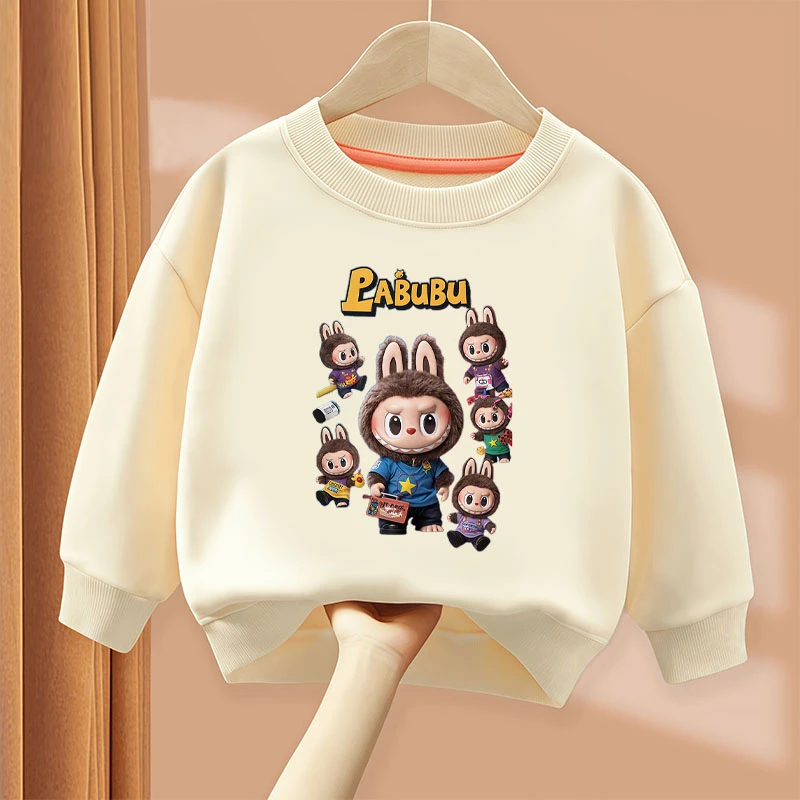 2025春秋新款童装卡通labubu拉布布男女儿童纯棉圆领百搭卫衣长袖