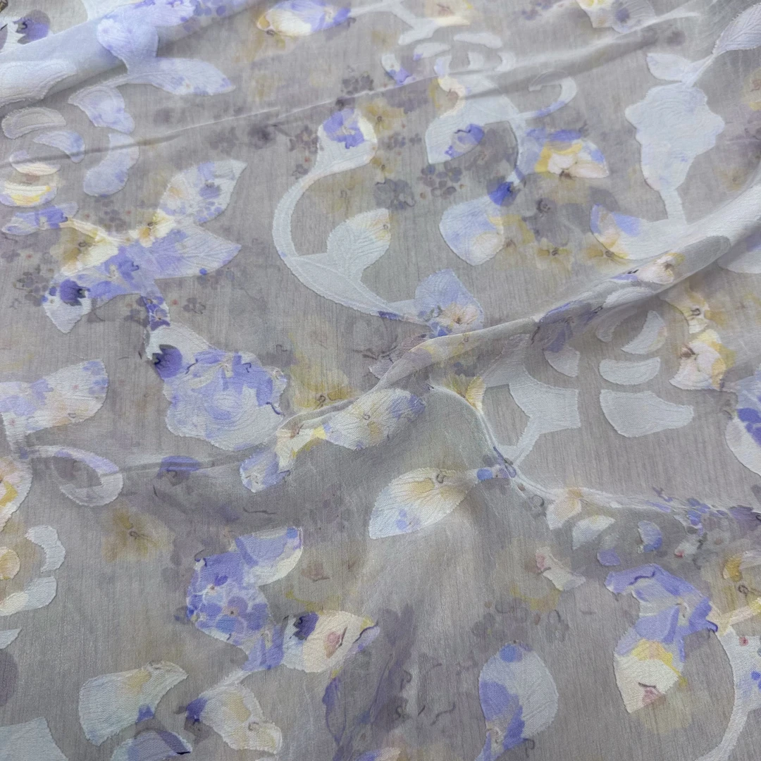 雪纺剪花欧根纱面料新中式风格布料【XP9594】