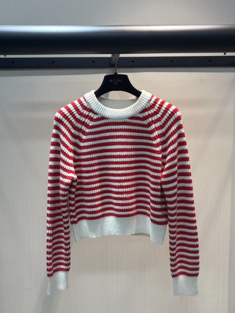 时尚红色条纹毛衣针织女装010