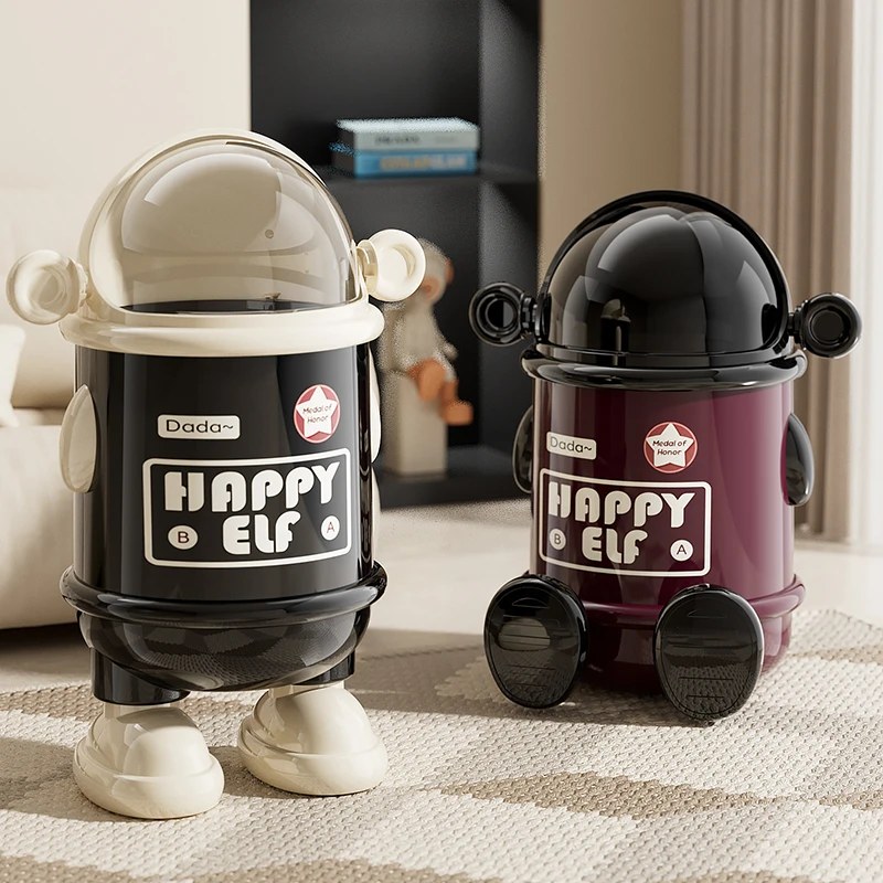 朵盼太空人垃圾桶家用轻奢高颜值创意机器人造型带盖防尘收纳桶