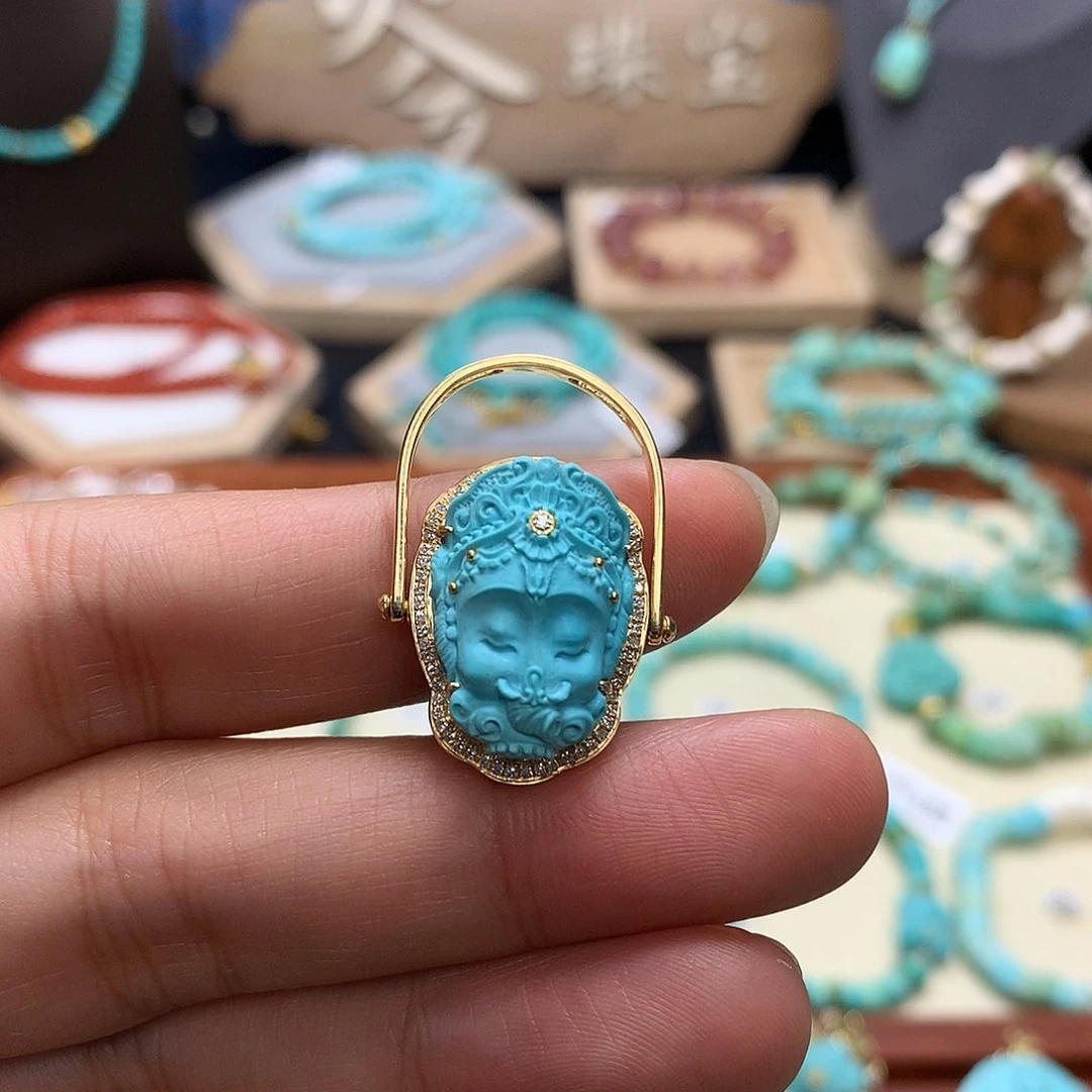 绿松石戒指18K金镶嵌