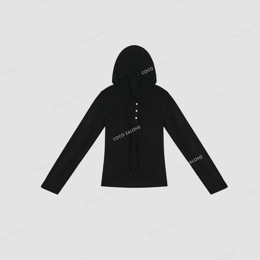 娅娅专属【极简主义】天丝羊毛纽扣连帽长袖BW25C50703-CX