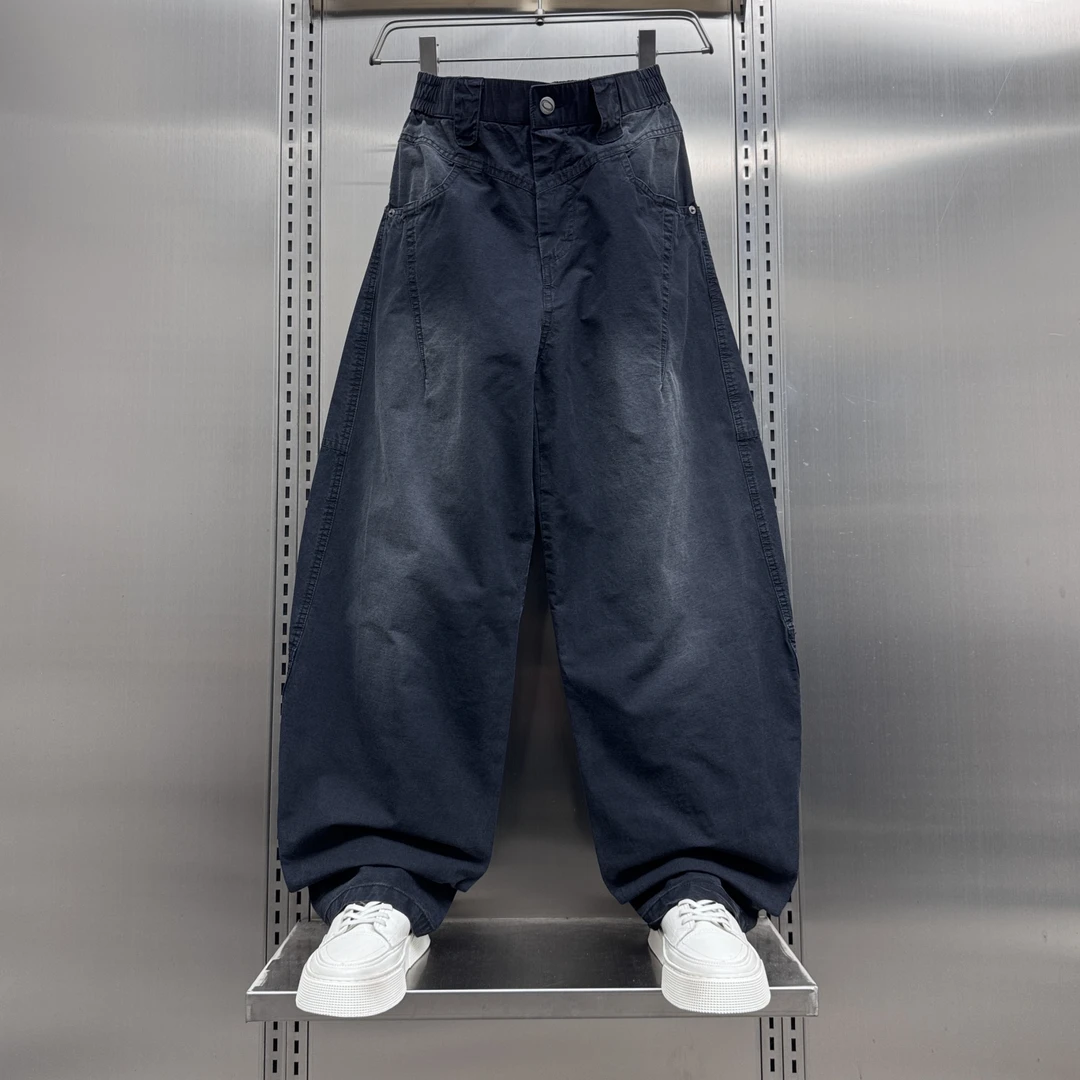 美式户外机能工装裤男夏季潮牌宽松弯刀裤时尚帅气直筒阔腿休闲裤