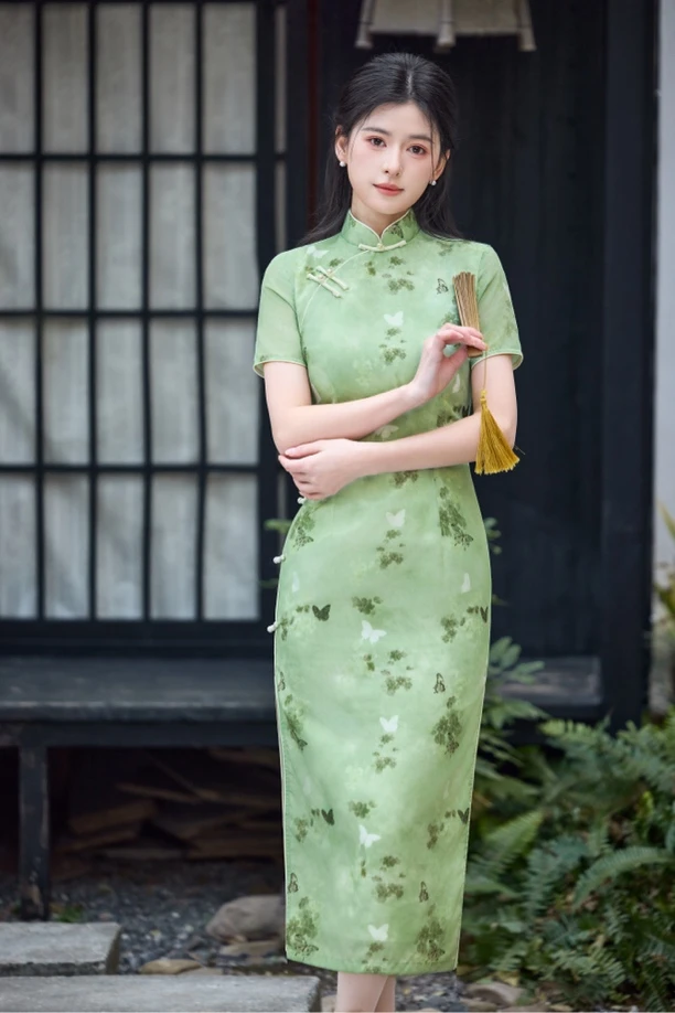 511 年轻款蝴蝶印花八扣|城风絮|旗袍