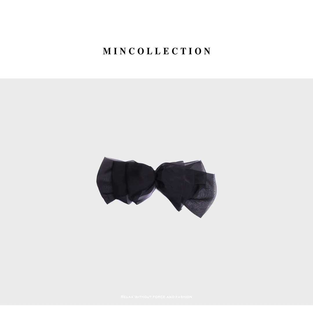 DE Mincollection手工立体薄纱蝴蝶结法式弹簧夹一字发夹fs33040