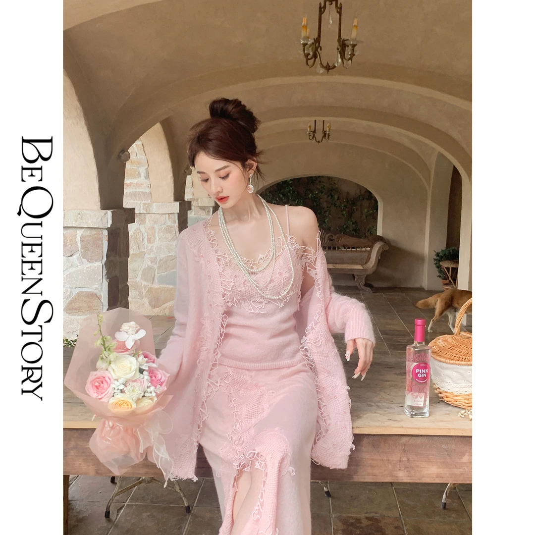 余潇潇【快乐音符】羊驼毛马海毛重工蕾丝织绣柔软开衫