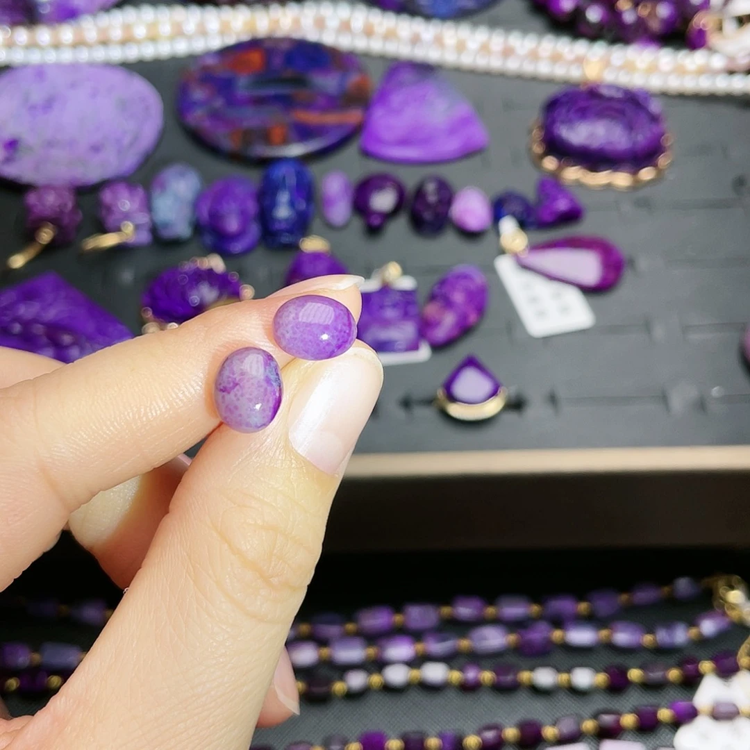 苏纪石（舒俱来）耳钉银S925镶嵌