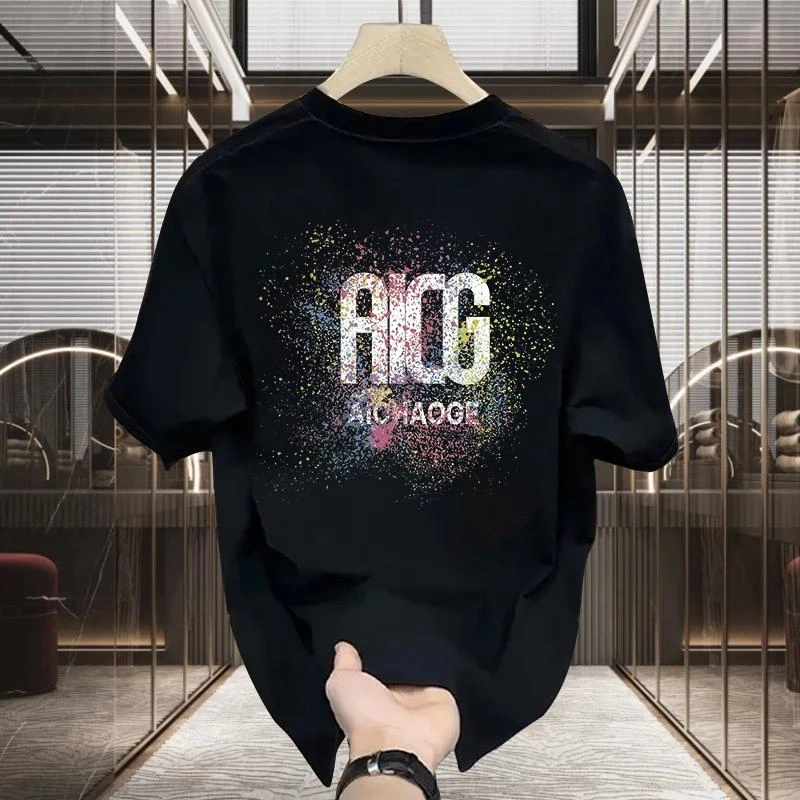 简约百搭大码200斤100%纯棉青少年夏季短袖T恤宽松舒适活力短袖衫