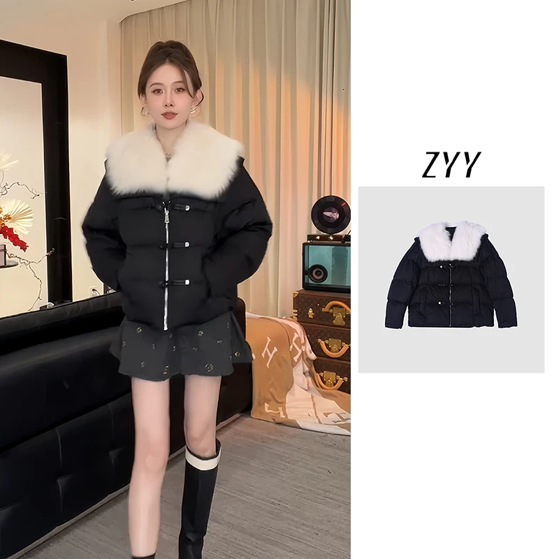 ZYY【单车恋人】2025S/S新品大狐狸毛短款羽绒服X25DYRF05111