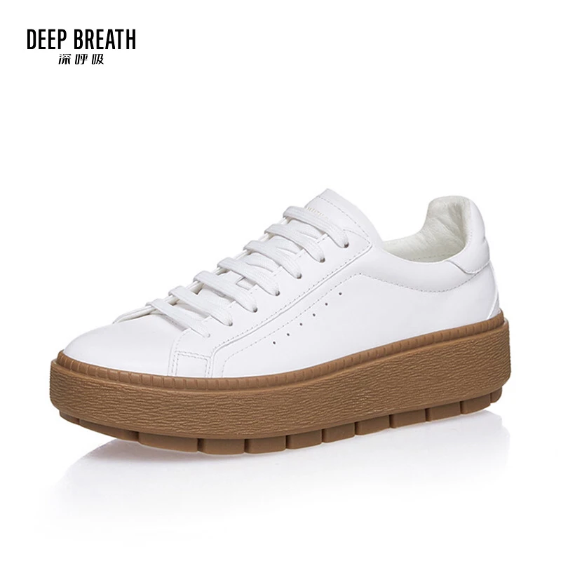 DEERBREATH深呼吸简约全牛皮小白鞋明星同款100%全头层牛皮鞋女