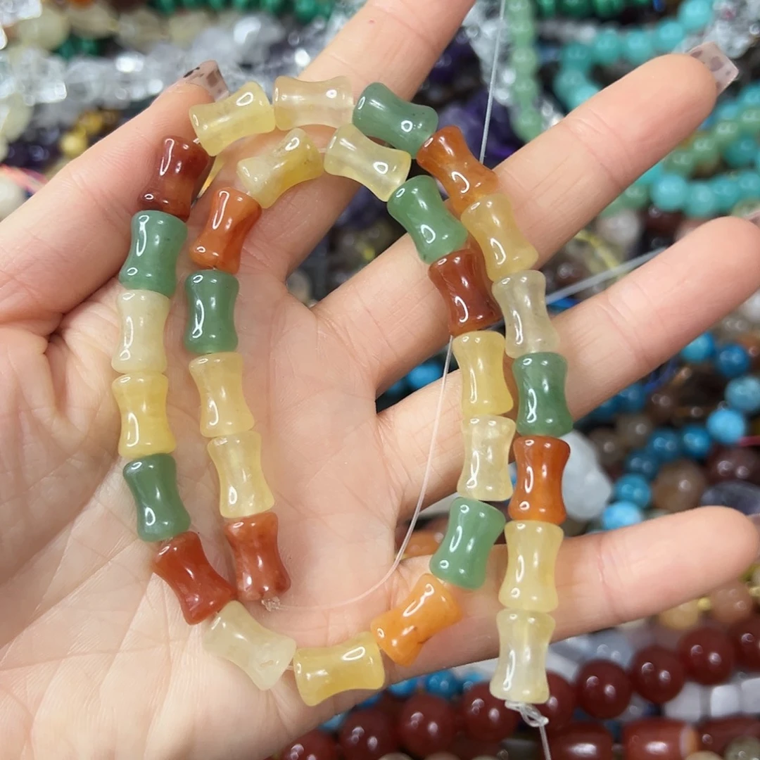 玛瑙/玉髓合金珠宝半成品 圣诞节款竹节一条