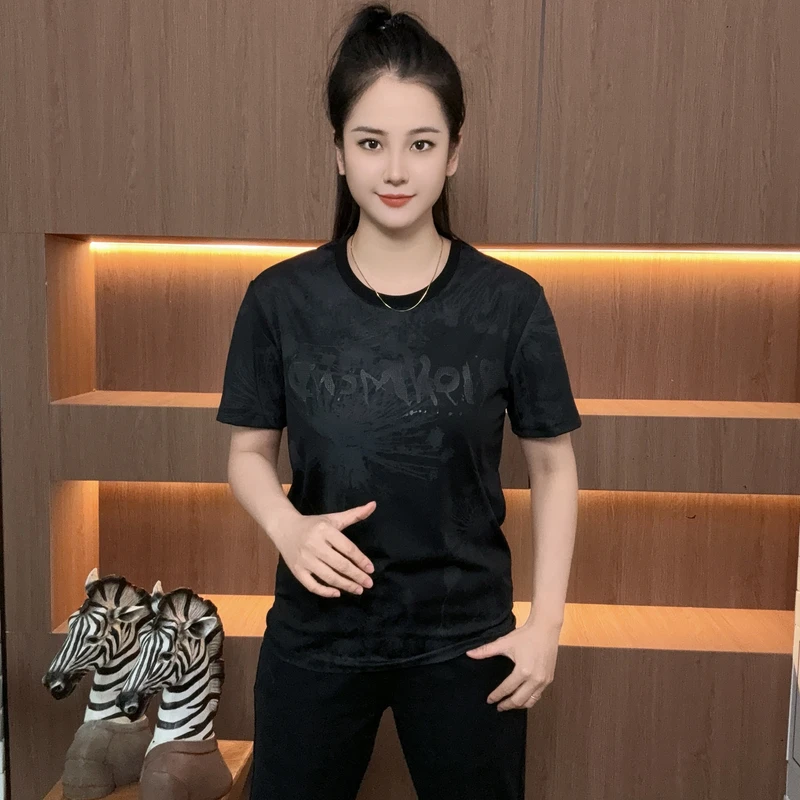 【超时速男装】夏季欧货潮流暗花时尚经典男士圆领个性T恤短袖F567