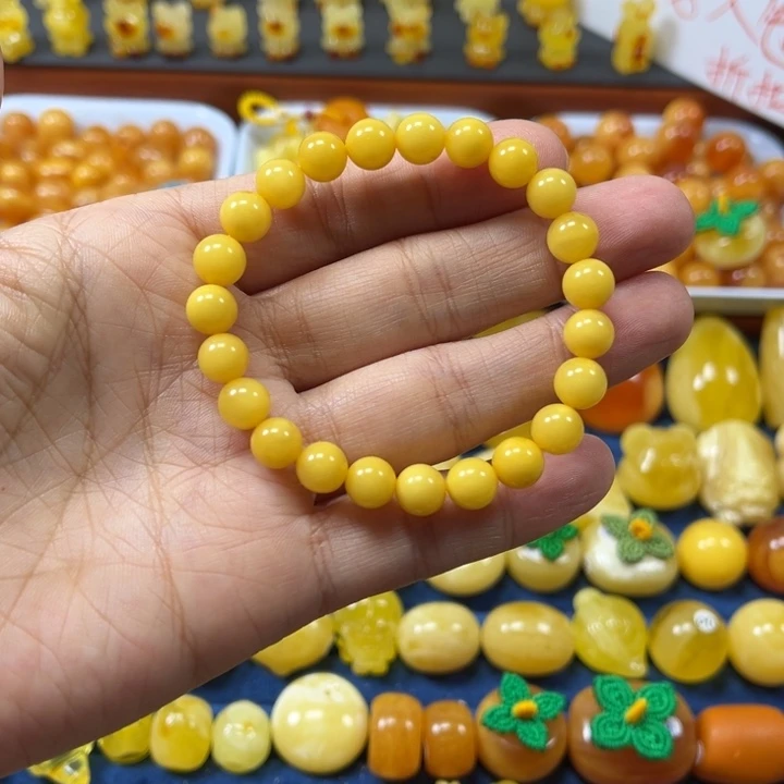 琥珀未镶嵌裸石卡7大加老蜡手串精工微瑕