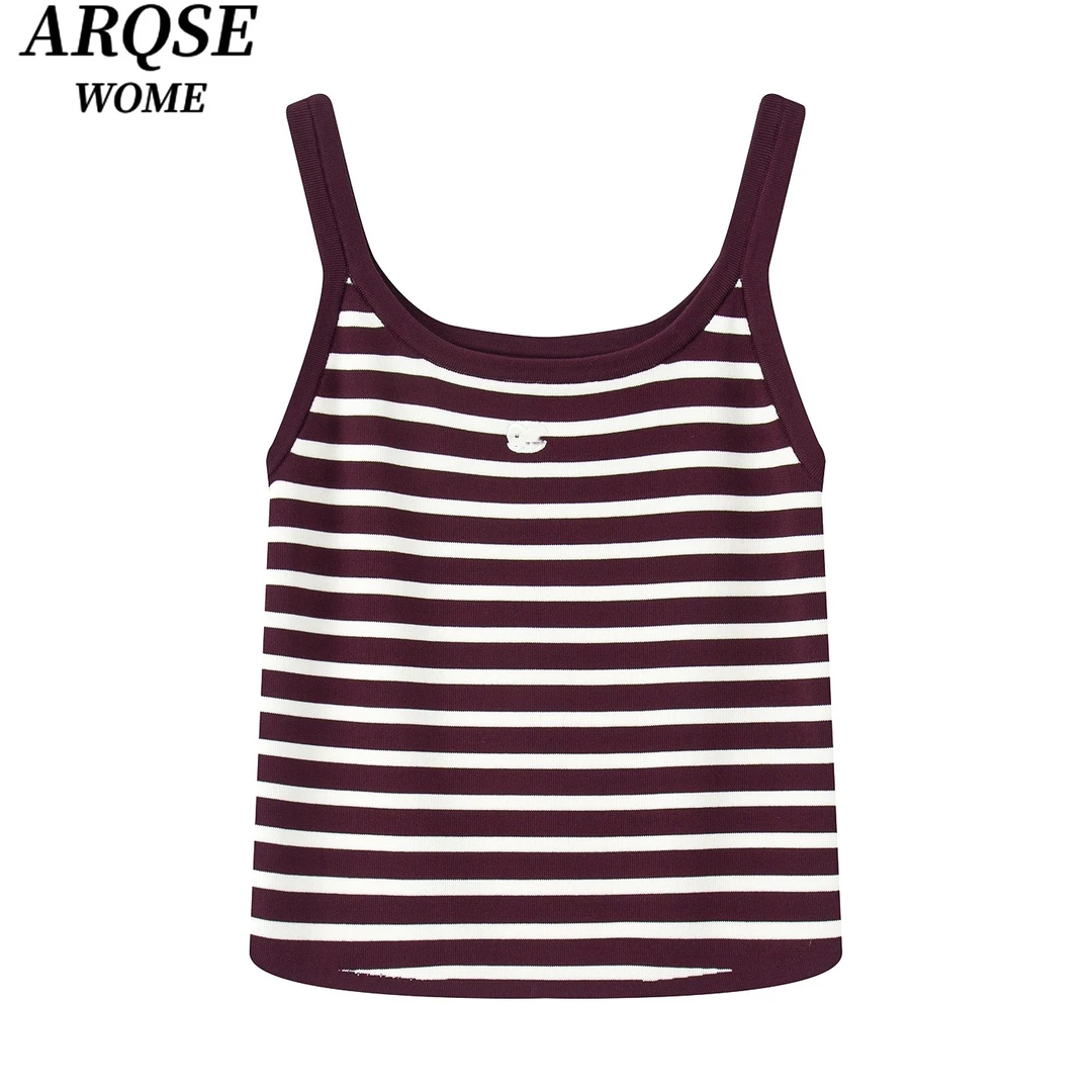 【艾家商场同款】2025夏季新品款条纹针织衫吊带上衣女1167