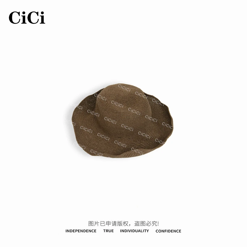 【CiCi酱】夏季编织可折叠防晒渔夫帽遮阳帽子 C25MZ03295