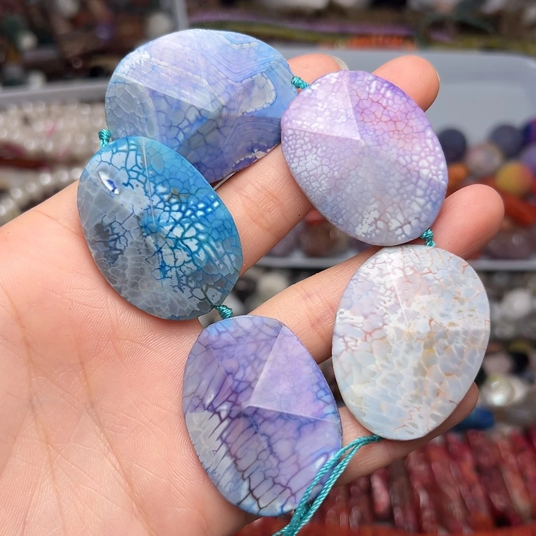 玛瑙/玉髓合金珠宝半成品G751。29mm天然龙鳞纹玛瑙切片一条