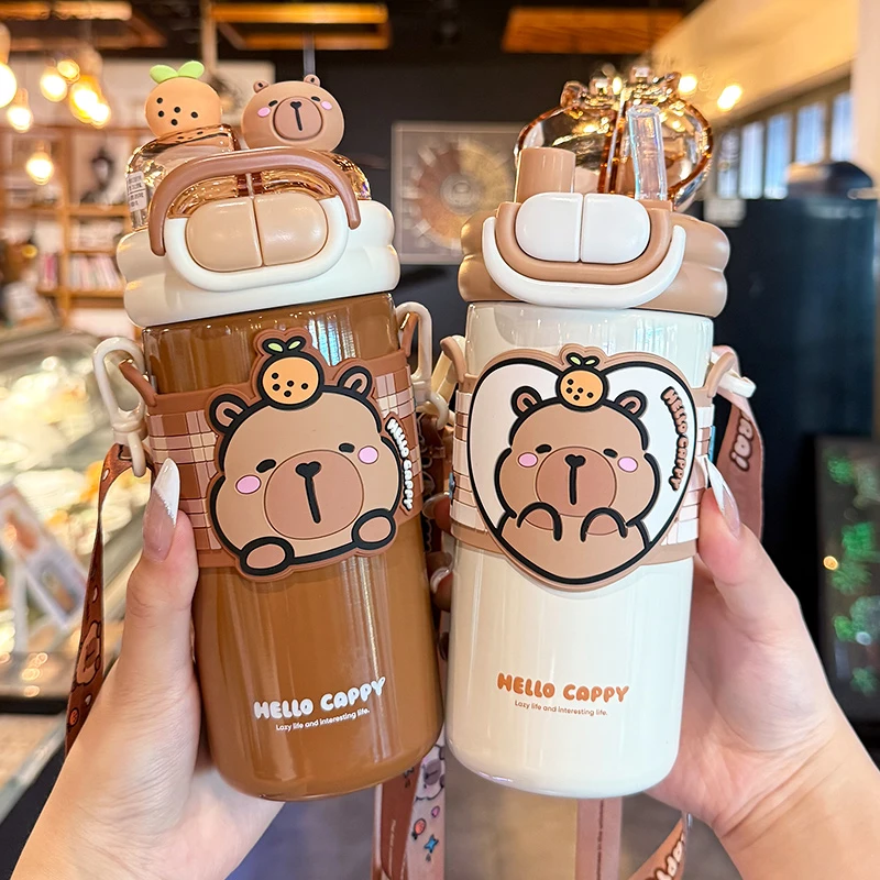 儿童保温杯可爱卡通双饮水杯2025新款学生上学专用大容量便携水壶