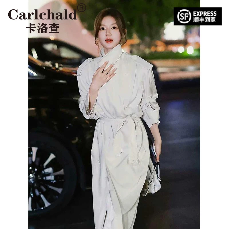 CARLCHALD卡洛查春秋冬千金风长款轻职风风衣中长款春秋女装大衣