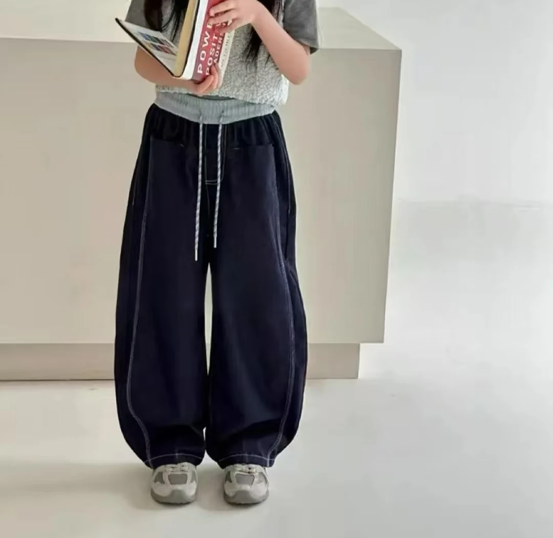 【开学季】儿童长裤小中大童松紧带春秋休闲裤阔腿裤显瘦复古直筒