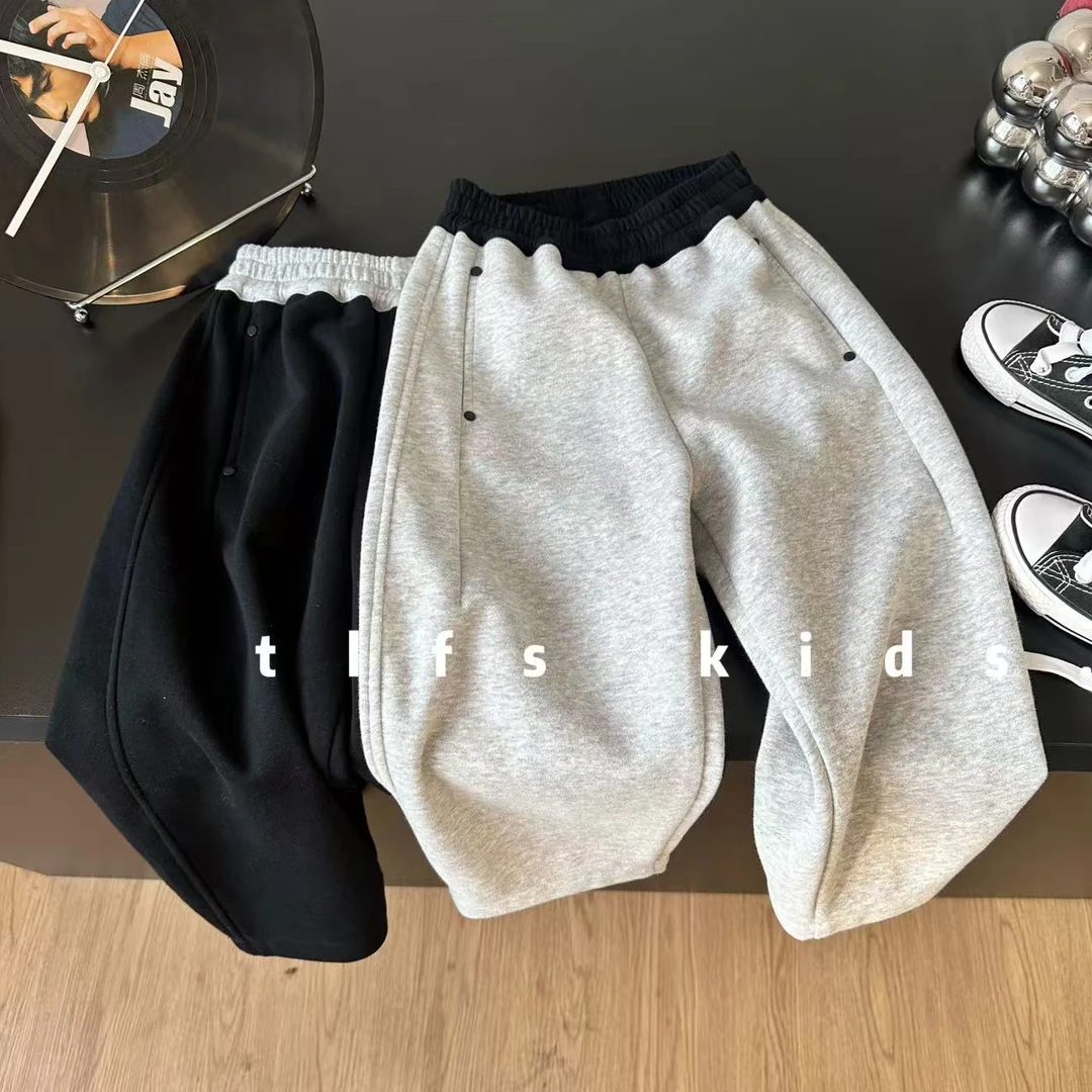 童例「25380拼色腰直筒休闲裤」秋季儿童宽松长裤男童女童裤子百搭