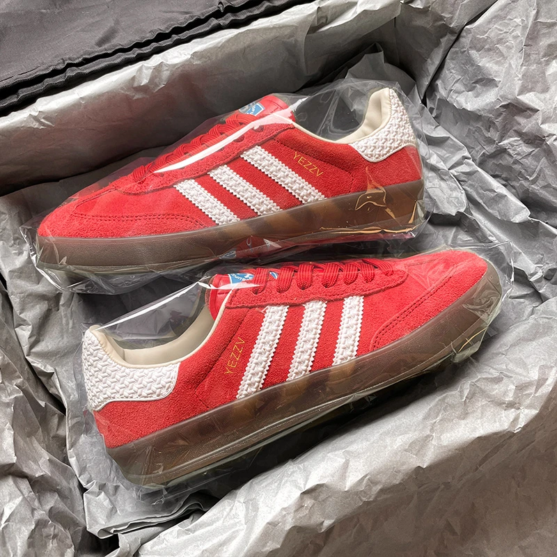 蛇年限定三杠红色德训鞋女款2025春季新款懒人百搭厚底休闲板鞋潮