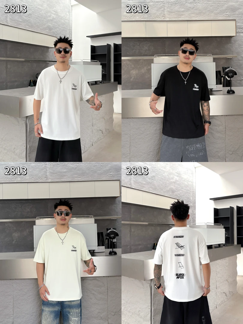 2813男士夏季轻薄微阔圆领T恤短袖