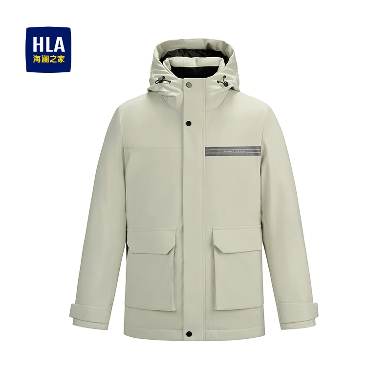 HLA海澜之家男士男款保暖运动连帽鸭绒羽绒服春秋防风保暖外套