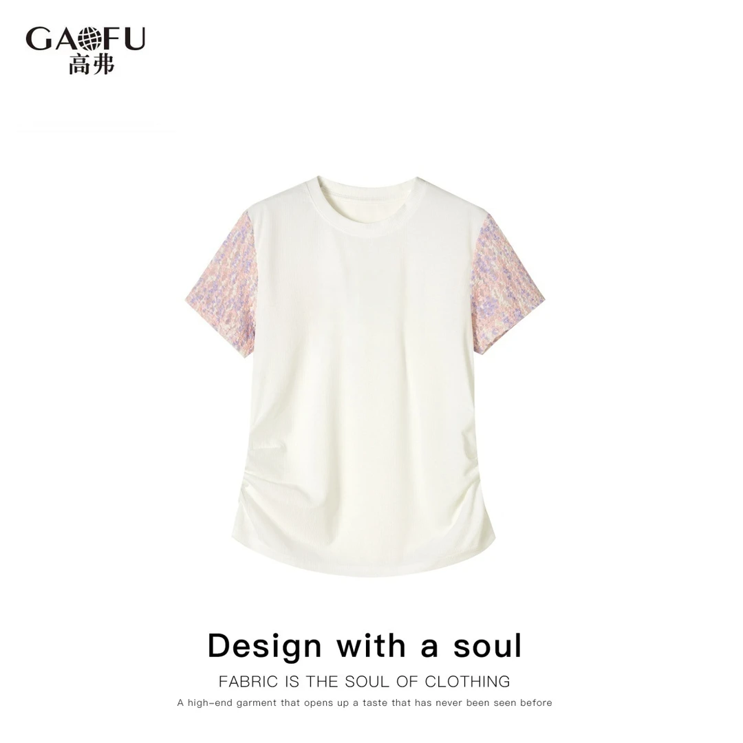 【清 -清-清】 星空纳米 镂空花朵  收腰T恤女A6699