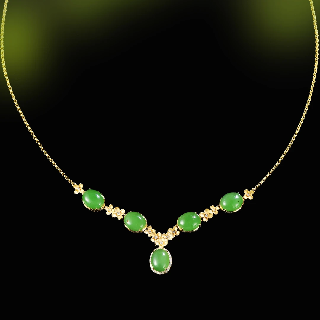 一生金桂/18K金和田玉碧玉项链