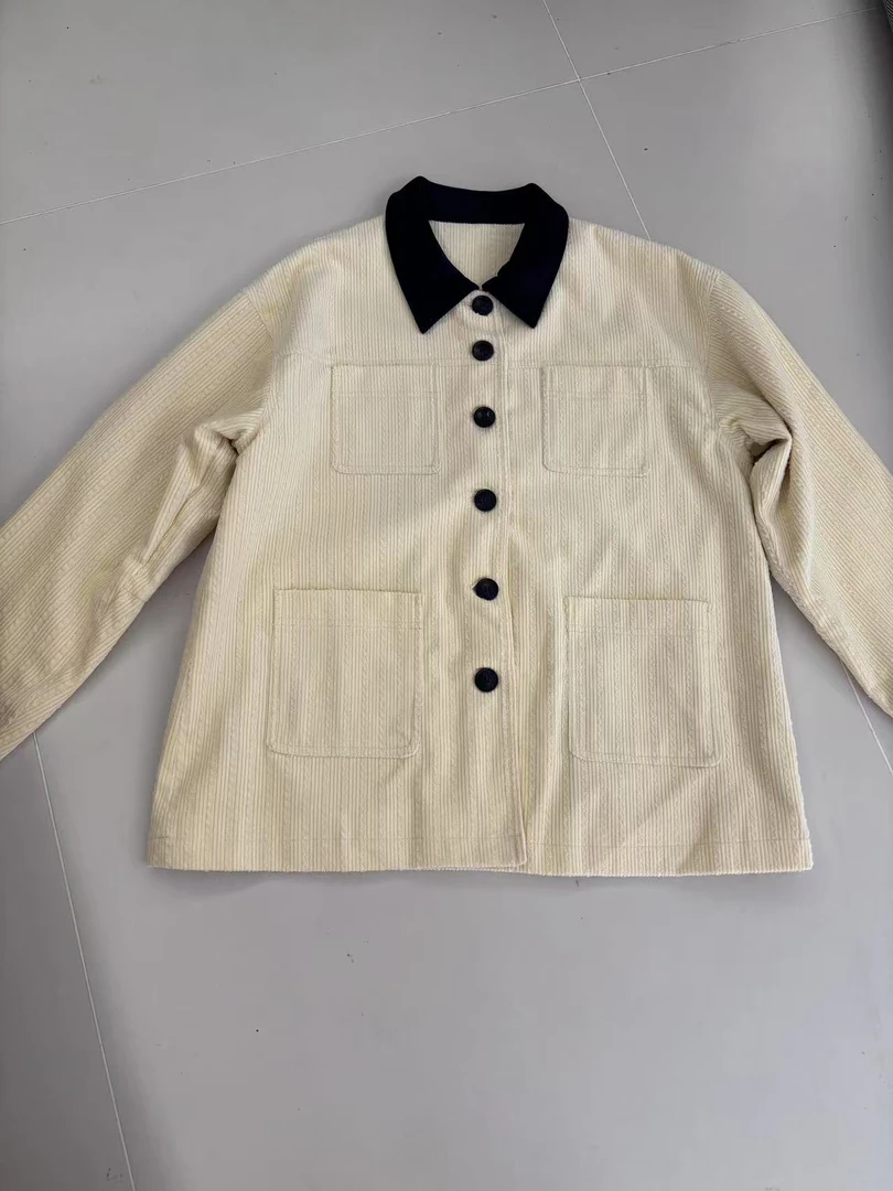 韩国复古撞色翻领宽松休闲减龄外套女2025春季新款工装风夹克外套