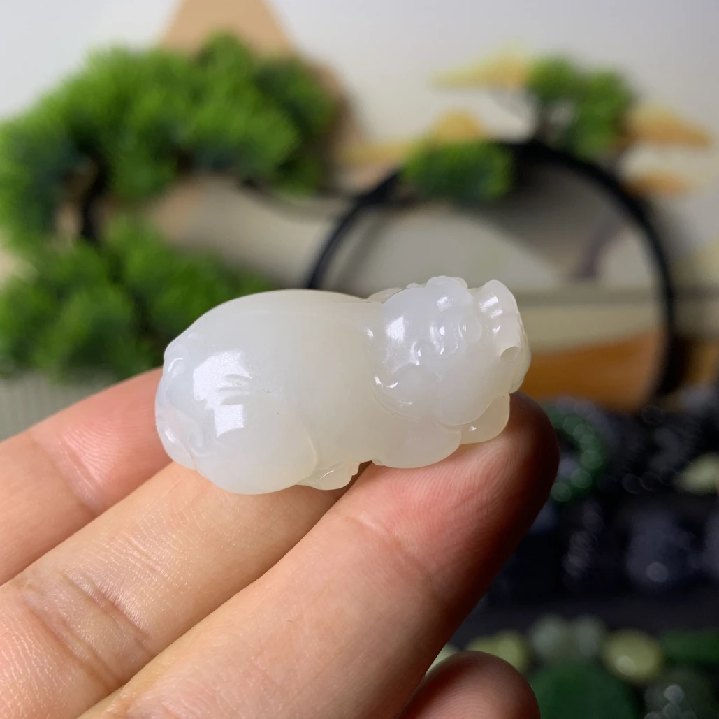 精品和田玉白玉招财大貔貅吊坠39.5-23.9-16.5mm