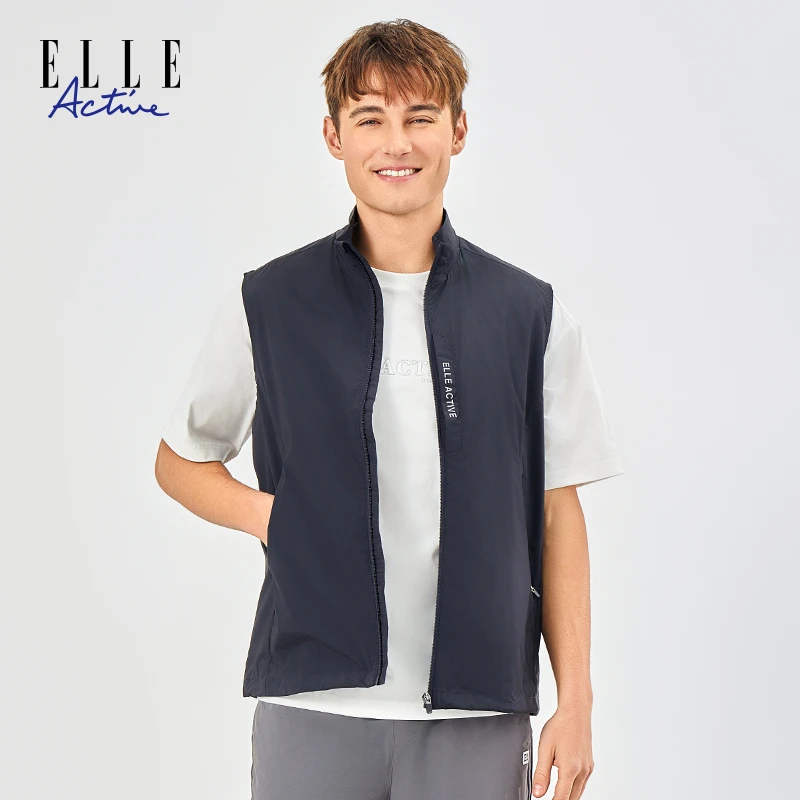 ELLE Active2025年新款男士减龄休闲百搭纯色户外防风马甲男