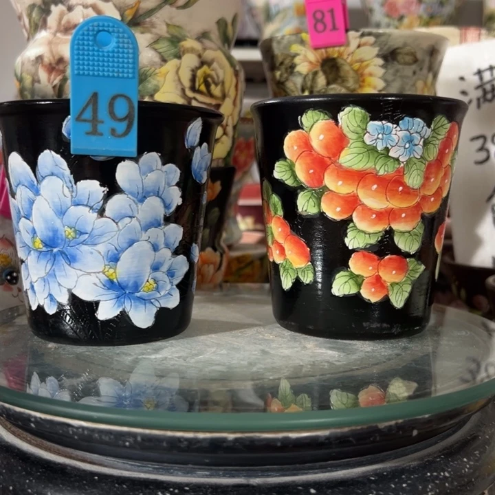 景德镇手绘花盆满38包邮偏远地区除外