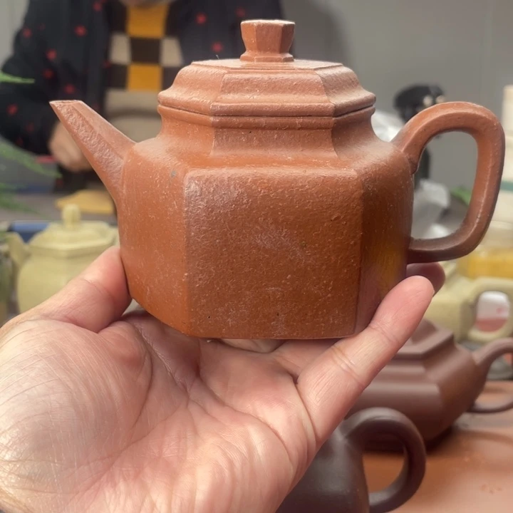 茶壶紫砂原矿无添加手磨料小红泥六方德中