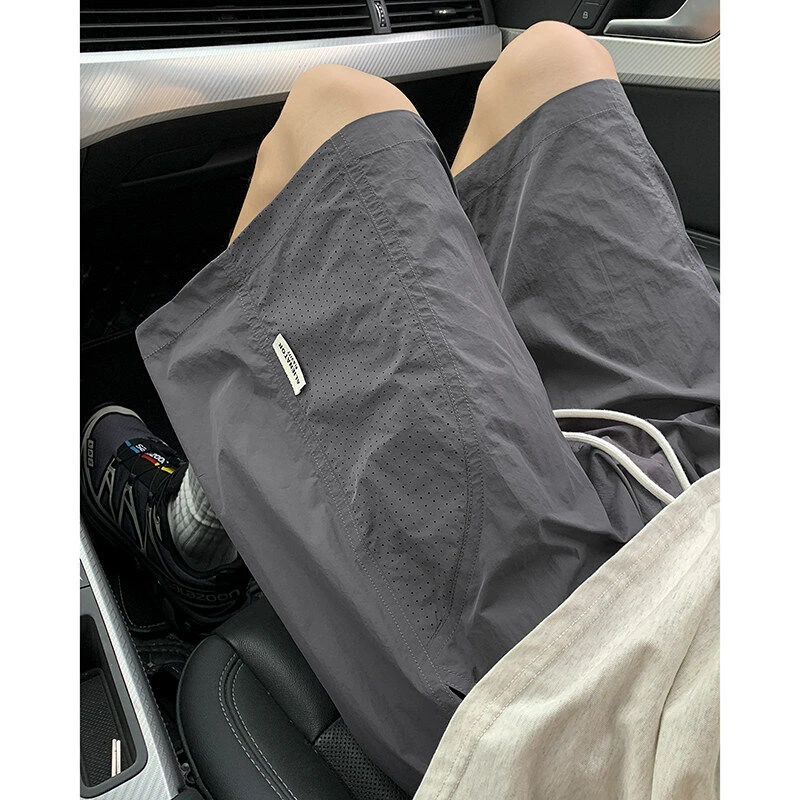 网眼速干裤短裤男士夏季薄款潮流中裤透气五分裤宽松休闲裤子男生