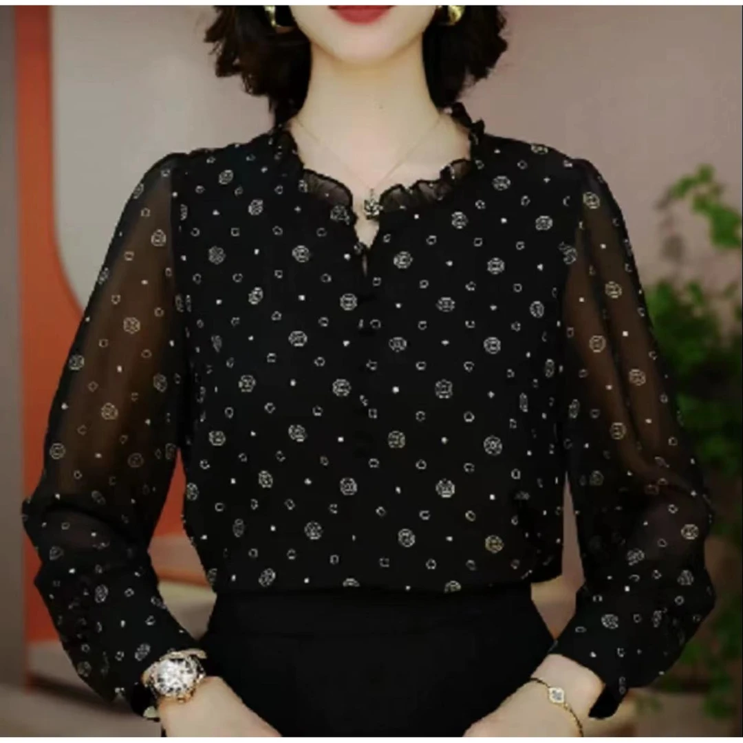 2025夏季衬衫显瘦设计休闲宽松遮肉上衣女时尚雪纺衫W362气质