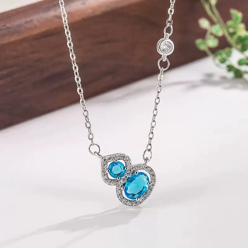 LAGLMS 合金合成锆石吊坠 新中式国风百搭葫芦项链女款饰品链子