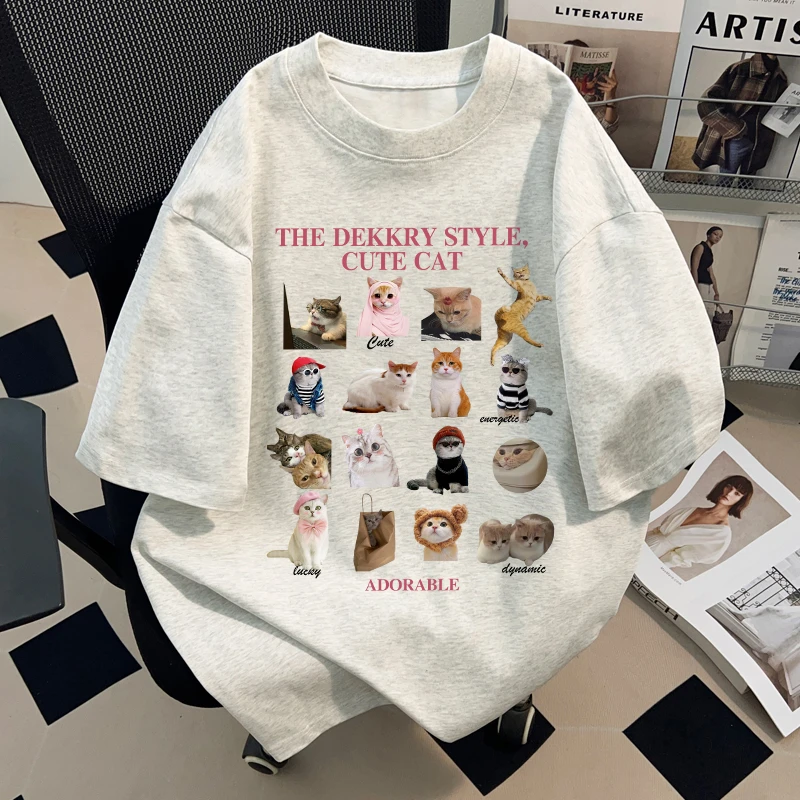 jtrt韩系设计感卡通字母印花纯棉圆领短袖t恤男女情侣款夏季上衣