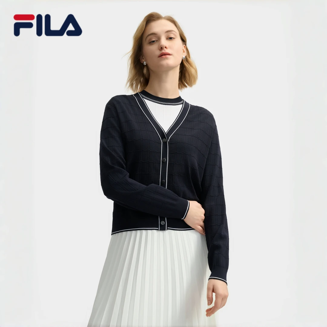 Fila/斐乐女【气质优雅开衫】春夏新款休闲通勤编织外套运动休闲