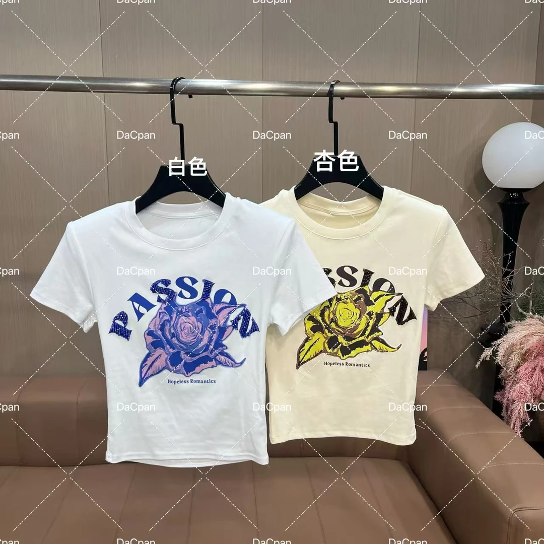 DACPAN-“魅蓝妖姬”串珠玫瑰短袖上衣  垫肩可拆 2025/盼·PP 2499