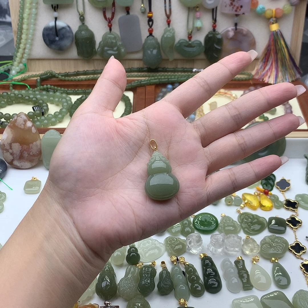 和田玉银S925镶嵌吊坠(不含链)