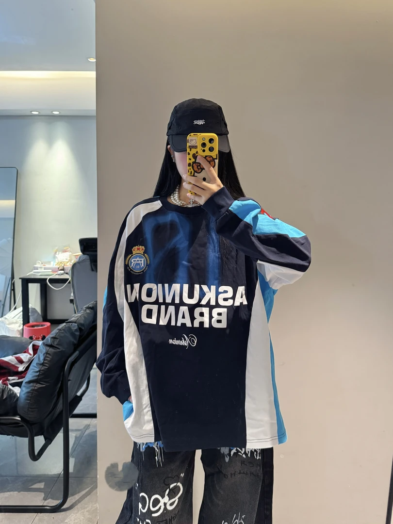 ANDLIFE10号球服拼接撞色长袖潮牌打底300g长袖T恤重磅