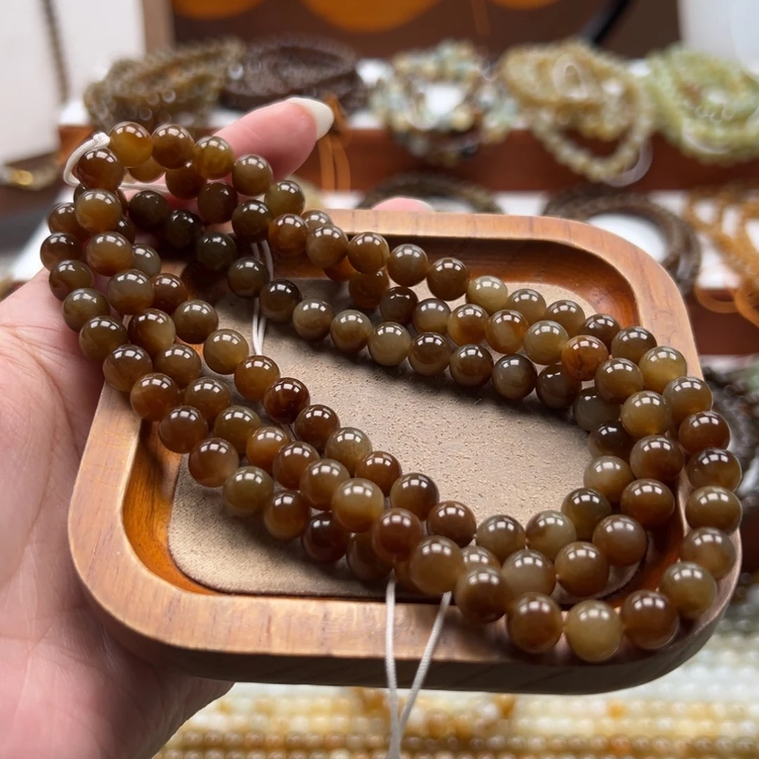 毛衣链未镶嵌和田玉珠串8mm