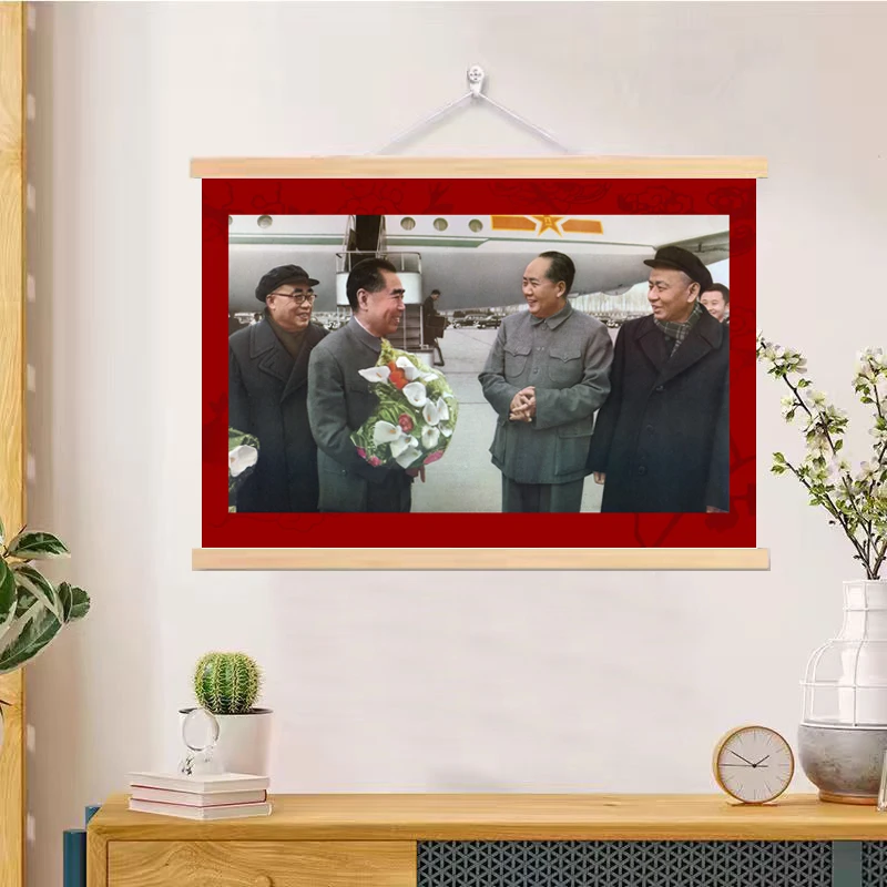 横版伟人挂画红色革命油画办公室中堂书房客厅字画卷轴装饰画