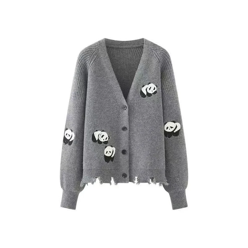 【熊猫刺绣】2025秋冬新款针织刺绣开衫8898