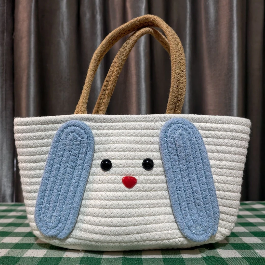 卡通狗棉绳手提包一个装